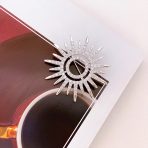 Summer Flaming Sunshine Micro Pave CZ Starburst Brooche Pin Silver Plated - Image 6