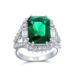 Cubic Zirconia 7CT CZ Green Emerald Cut Art Deco Style Cocktail Statement Ring