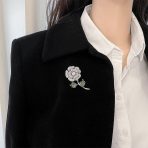 Elegant Dress Brooche Pin Colorful Floral Bouquet with Roses & CZ Accents - Image 5