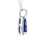5CT Solitaire Teardrop Halo Cubic Zirconia CZ Pendant Necklace Silver Plated - Image 14