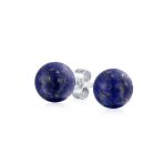 8MM Natural Gemstone Drop Ball Earrings Silver Birthstone - Image 3