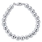 Classic Hand Strung 8MM Bead 925 .925 Sterling Silver Ball Strand Bracelet .7.5 Inch - Image 3
