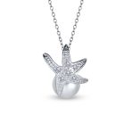 Nautical Simulated Pearl Pendant Necklace Earrings Set - Image 3