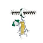 Tropical Vacation Umbrella Beach Chair Dangle Charm Bead Enamel Sterling Silver - Image 2