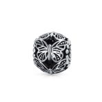 Garden Insect Filigree Butterfly Charm Bead Sterling Silver for Bracelets