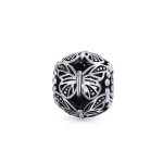 Garden Insect Filigree Butterfly Charm Bead Sterling Silver for Bracelets
