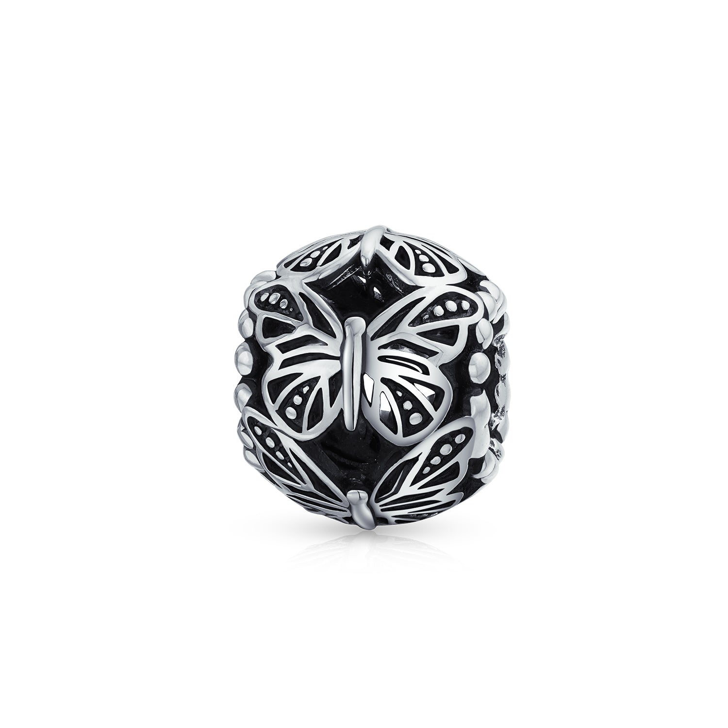 925-silver-butterfly-bead-charm-hs-888-d_1 Garden Insect Filigree Butterfly Charm Bead Sterling Silver for Bracelets - Image 1