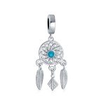 Native American Dream Catcher Feather Dangle Charm Bead Silver For Bracelet