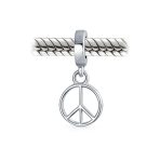 Set of 2 Inspirational World Peace Sign Dove Dangle Charm Bead Sterling Silver - Image 6