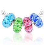Murano Glass Charm Bead Set Multi-Color Ocean Wave Swirl Sterling Silver Fit - Image 2
