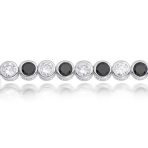 Formal Holiday Bridal 10CT Black White CZ Bezel Tennis Bracelet 14K Gold Plated - Image 7