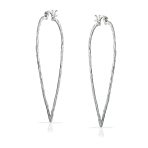Boho Triangle Leaf Silver Hoop Huggie Earrings Western - Image 2