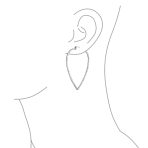 Boho Triangle Leaf Silver Hoop Huggie Earrings Western - Image 3