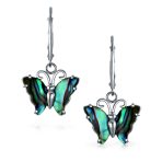 Garden Insect Abalone Butterfly Dangle Earrings  Sterling Silver Leverback - Image 2