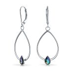 Boho Geometric Dangle Gemstone Earrings Abalone Accents