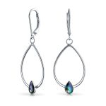 Boho Geometric Dangle Gemstone Earrings Abalone Accents