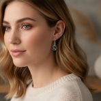 Geometric Iridescent Abalone Shell Teardrop Dangle Earrings in Sterling Silver - Image 3