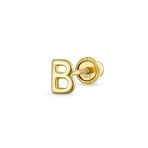 ABC Tiny 14K Gold Alphabet B Letter Initial 1 Stud Earring Piercing Screw-Back - Image 2