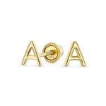 ABC Tiny 14K Gold Block Alphabet Letter B Initial Stud Earrings Screw-Back