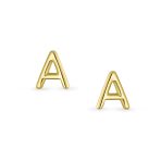 ABC Tiny 14K Gold Block Alphabet Letter B Initial Stud Earrings Screw-Back - Image 18