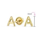 ABC Tiny 14K Gold Block Alphabet Letter B Initial Stud Earrings Screw-Back - Image 52