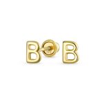 ABC Tiny 14K Gold Block Alphabet Letter B Initial Stud Earrings Screw-Back - Image 2