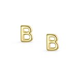 ABC Tiny 14K Gold Block Alphabet Letter B Initial Stud Earrings Screw-Back - Image 19