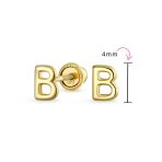 ABC Tiny 14K Gold Block Alphabet Letter B Initial Stud Earrings Screw-Back - Image 53