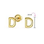 ABC Tiny 14K Gold Block Alphabet Letter B Initial Stud Earrings Screw-Back - Image 54