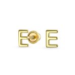 ABC Tiny 14K Gold Block Alphabet Letter B Initial Stud Earrings Screw-Back - Image 4