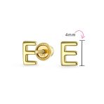 ABC Tiny 14K Gold Block Alphabet Letter B Initial Stud Earrings Screw-Back - Image 55