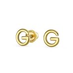 ABC Tiny 14K Gold Block Alphabet Letter B Initial Stud Earrings Screw-Back - Image 5
