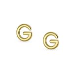 ABC Tiny 14K Gold Block Alphabet Letter B Initial Stud Earrings Screw-Back - Image 22
