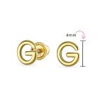 ABC Tiny 14K Gold Block Alphabet Letter B Initial Stud Earrings Screw-Back - Image 56
