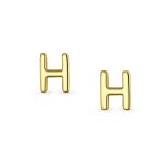 ABC Tiny 14K Gold Block Alphabet Letter B Initial Stud Earrings Screw-Back - Image 23