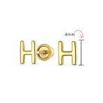 ABC Tiny 14K Gold Block Alphabet Letter B Initial Stud Earrings Screw-Back - Image 57