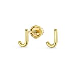 ABC Tiny 14K Gold Block Alphabet Letter B Initial Stud Earrings Screw-Back - Image 7