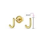 ABC Tiny 14K Gold Block Alphabet Letter B Initial Stud Earrings Screw-Back - Image 58