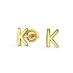 ABC Tiny 14K Gold Block Alphabet Letter B Initial Stud Earrings Screw-Back - Image 8