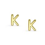 ABC Tiny 14K Gold Block Alphabet Letter B Initial Stud Earrings Screw-Back - Image 25