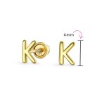 ABC Tiny 14K Gold Block Alphabet Letter B Initial Stud Earrings Screw-Back - Image 59