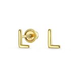 ABC Tiny 14K Gold Block Alphabet Letter B Initial Stud Earrings Screw-Back - Image 9