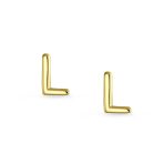ABC Tiny 14K Gold Block Alphabet Letter B Initial Stud Earrings Screw-Back - Image 26
