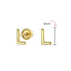 ABC Tiny 14K Gold Block Alphabet Letter B Initial Stud Earrings Screw-Back - Image 60