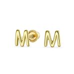 ABC Tiny 14K Gold Block Alphabet Letter B Initial Stud Earrings Screw-Back - Image 10