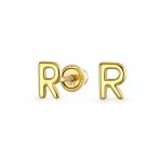 ABC Tiny 14K Gold Block Alphabet Letter B Initial Stud Earrings Screw-Back - Image 12