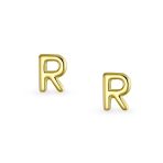 ABC Tiny 14K Gold Block Alphabet Letter B Initial Stud Earrings Screw-Back - Image 29