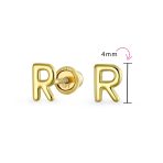 ABC Tiny 14K Gold Block Alphabet Letter B Initial Stud Earrings Screw-Back - Image 63