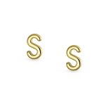 ABC Tiny 14K Gold Block Alphabet Letter B Initial Stud Earrings Screw-Back - Image 30