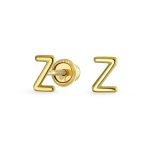 ABC Tiny 14K Gold Block Alphabet Letter B Initial Stud Earrings Screw-Back - Image 15